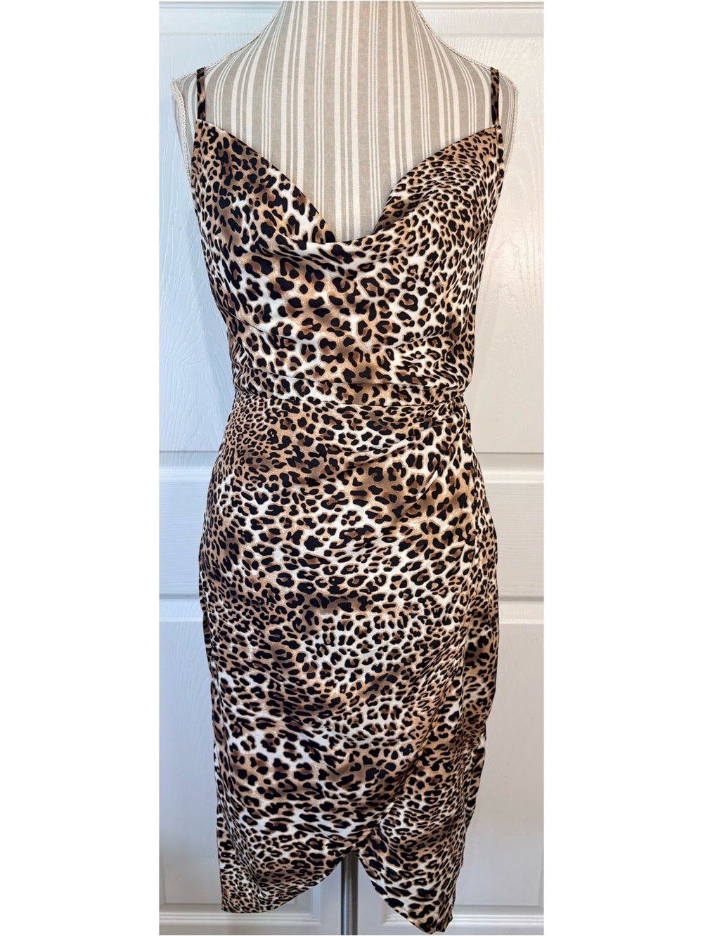 Charlotte Russe Sexy Leopard Print Cowl Neck Chiffon Slip Dress Small